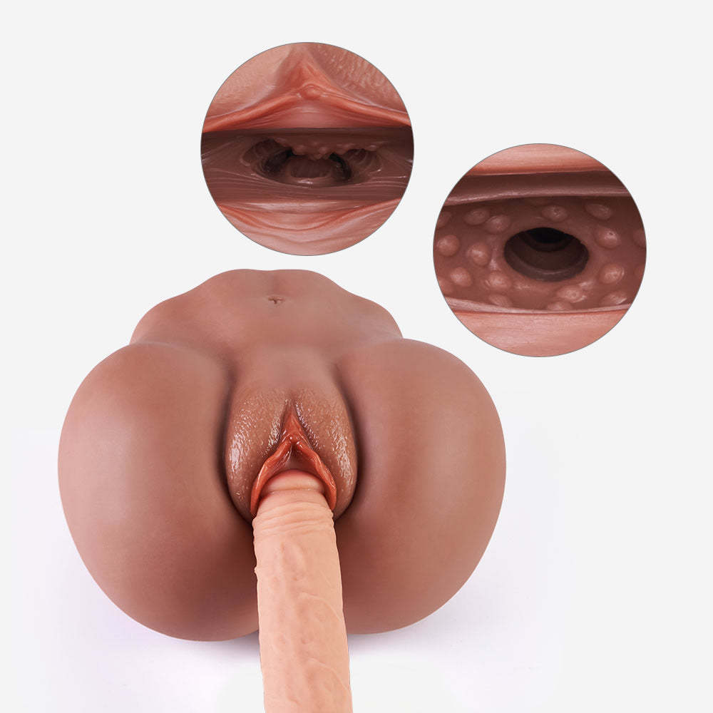 6.23lb Mariane Browned Caramel Sexpot Dual Tunnel Realistic Anal & Clitoris Male Masturbator-BestGSpot
