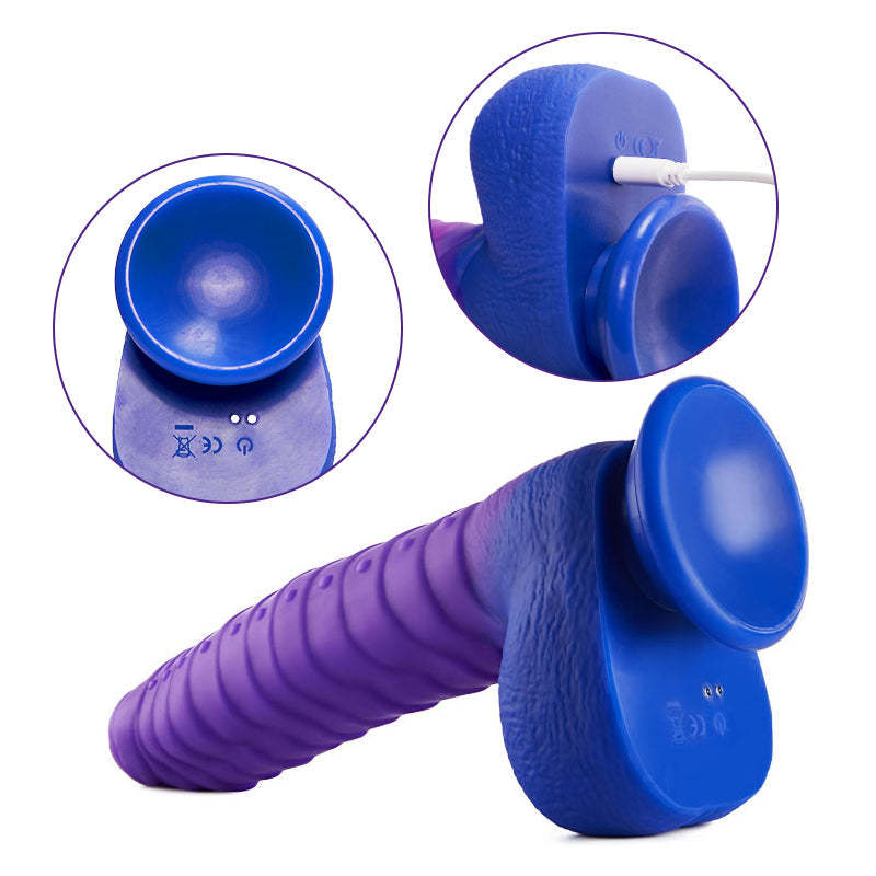 Absalom Caterpillar 9-inch Color Changing Intelligent Heating 3 Thrusting 5 Vibrating Dildo-BestGSpot