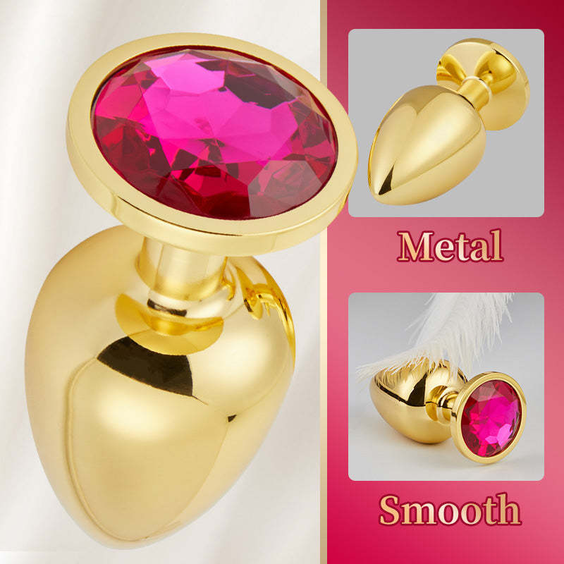 BestGspot 3-Pieces Gold Jewelled Aluminium Butt Plug-BestGSpot