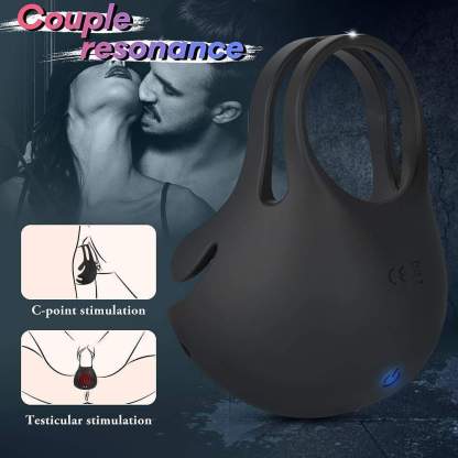1.29" 9-Speed Vibrating Penis Ring with Testicles Teaser-BestGSpot