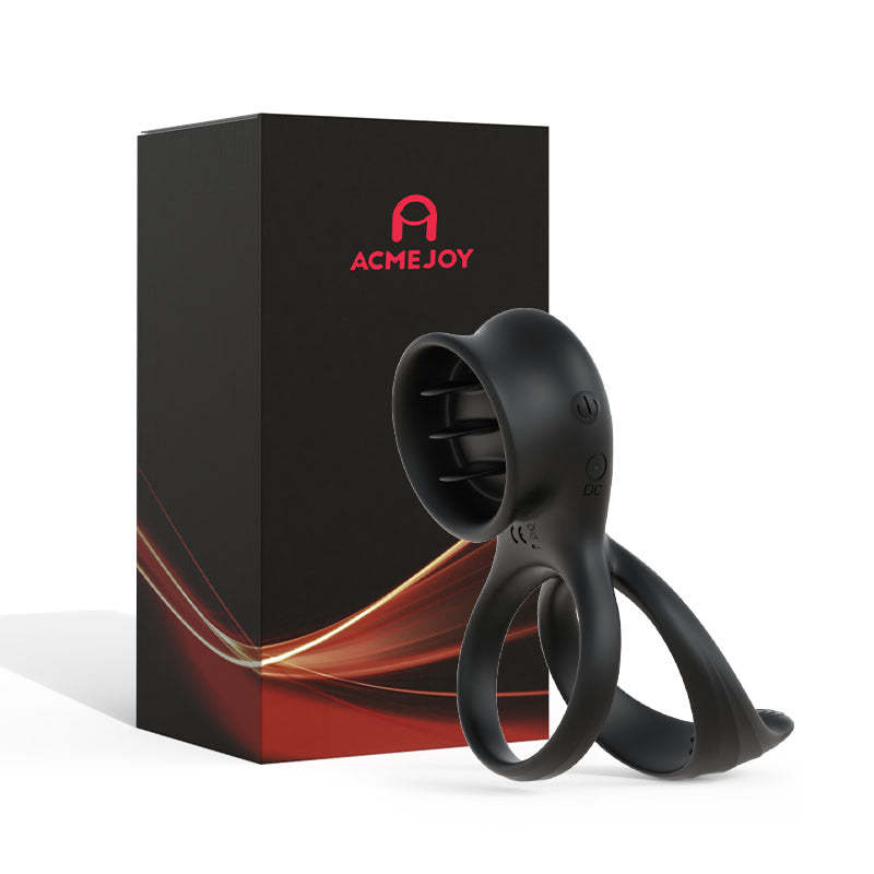 7-Mode Vibration Stimulating Tongue Double Cock Ring for Couple Play-BestGSpot