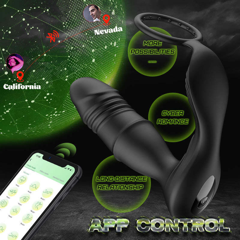 Murphy App Controller 9 Telescopic Vibration Penis Ring Locking Prostate Massager-BestGSpot