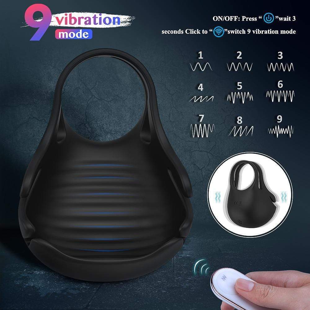 1.29" 9-Speed Vibrating Penis Ring with Testicles Teaser-BestGSpot