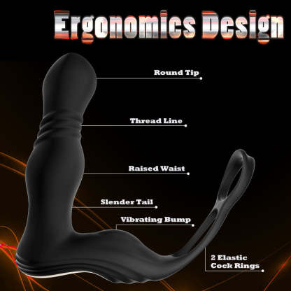 Thor 3 Thrusting 10 Vibrating Dual Cock Rings Prostate Massager-BestGSpot