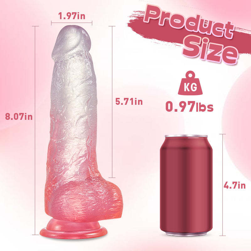 Bestgspot Crystal Jelly Silicone Lifelike Dildo with Suction Cup 8.07 inch-BestGSpot
