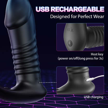 10 Thrilling Vibration, 3 Thrusting Silicone Remote Control Cock Ring Anal Vibrator-BestGSpot