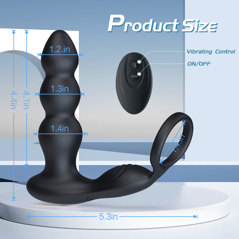 Torne 3 Beads Prostate Massager - 10 Vibrating Butt Plug with Cock Ring-BestGSpot