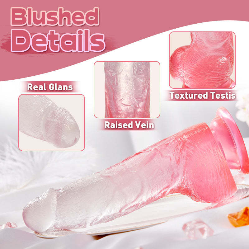 Bestgspot Crystal Jelly Silicone Lifelike Dildo with Suction Cup 8.07 inch-BestGSpot