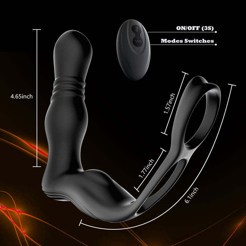 Thor 3 Thrusting 10 Vibrating Dual Cock Rings Prostate Massager-BestGSpot