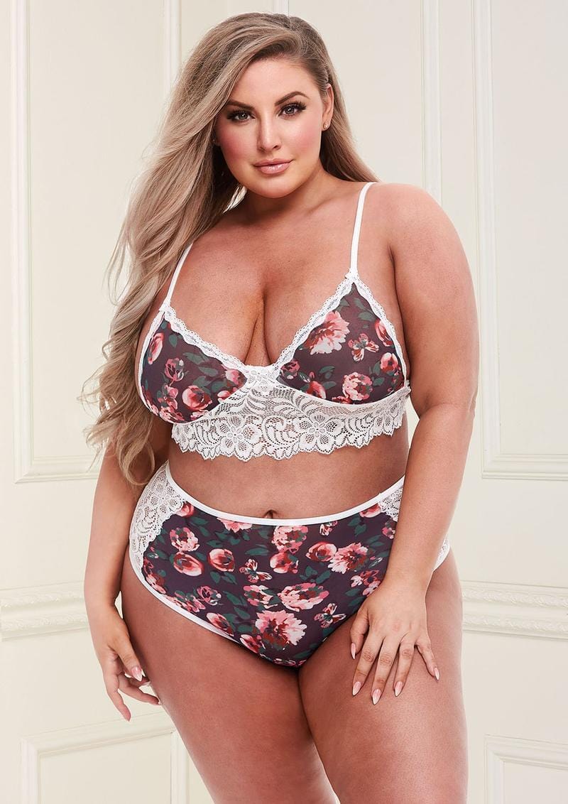 Floral & Lace High-Waisted Lingerie Set-BestGSpot