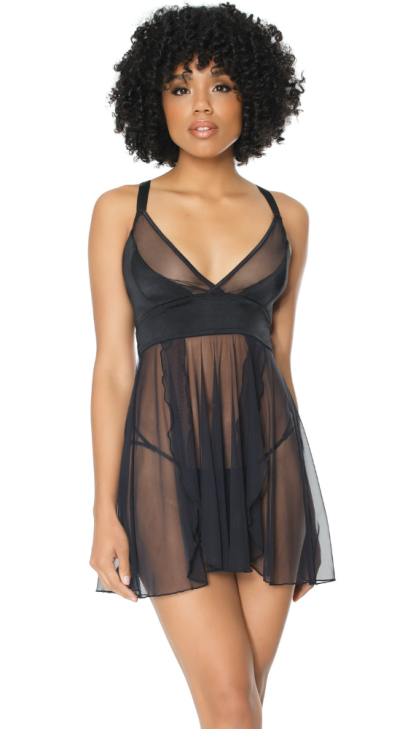 Coquette Lingerie Sexy Sheer Babydoll & G-String Set-BestGSpot