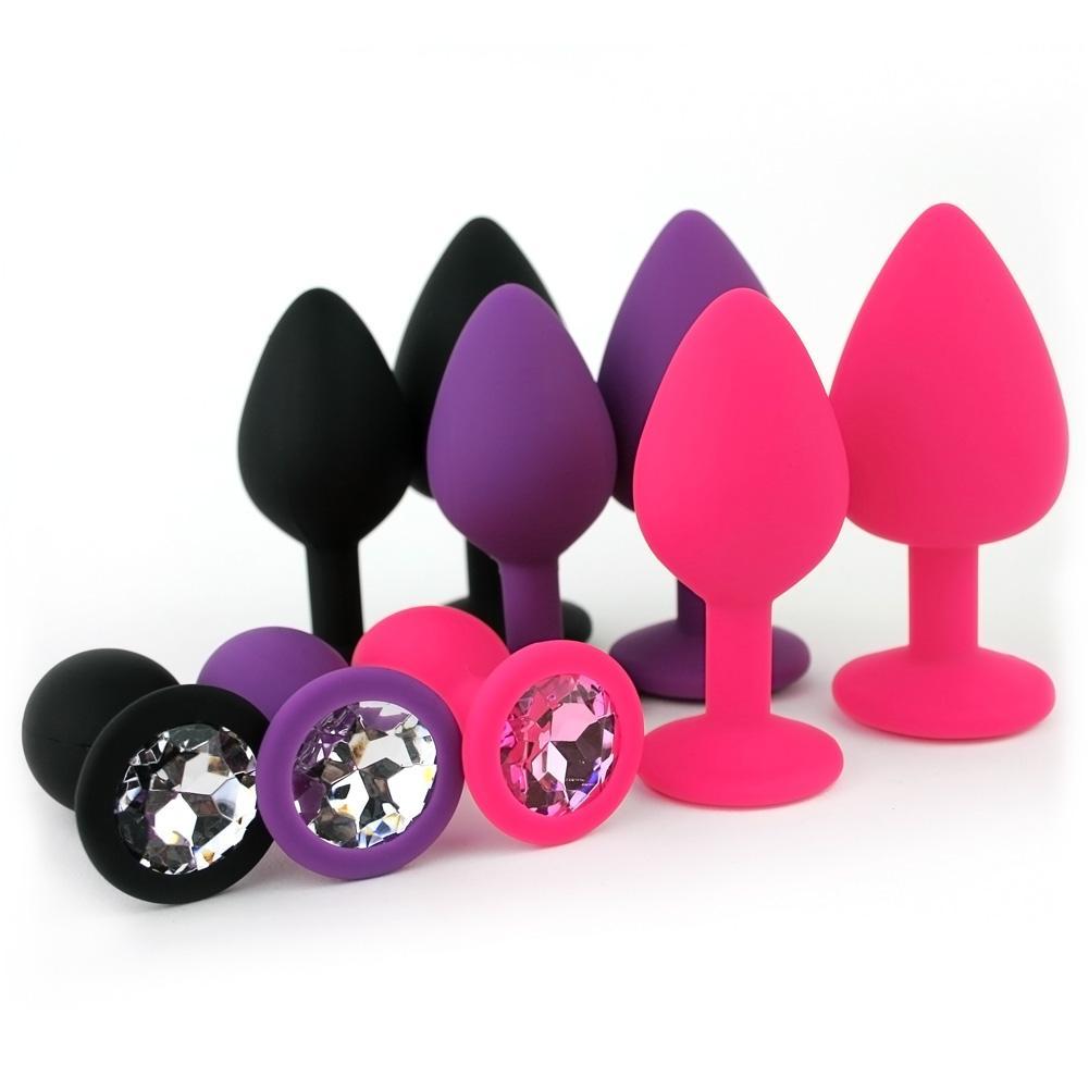 Black Silicone Jeweled Anal Plug - Available In 3 Sizes!-BestGSpot