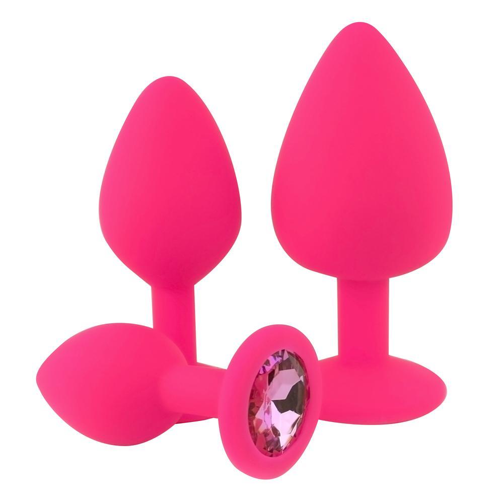 Silicone Jeweled Anal Plug - Available In 3 Sizes!-BestGSpot