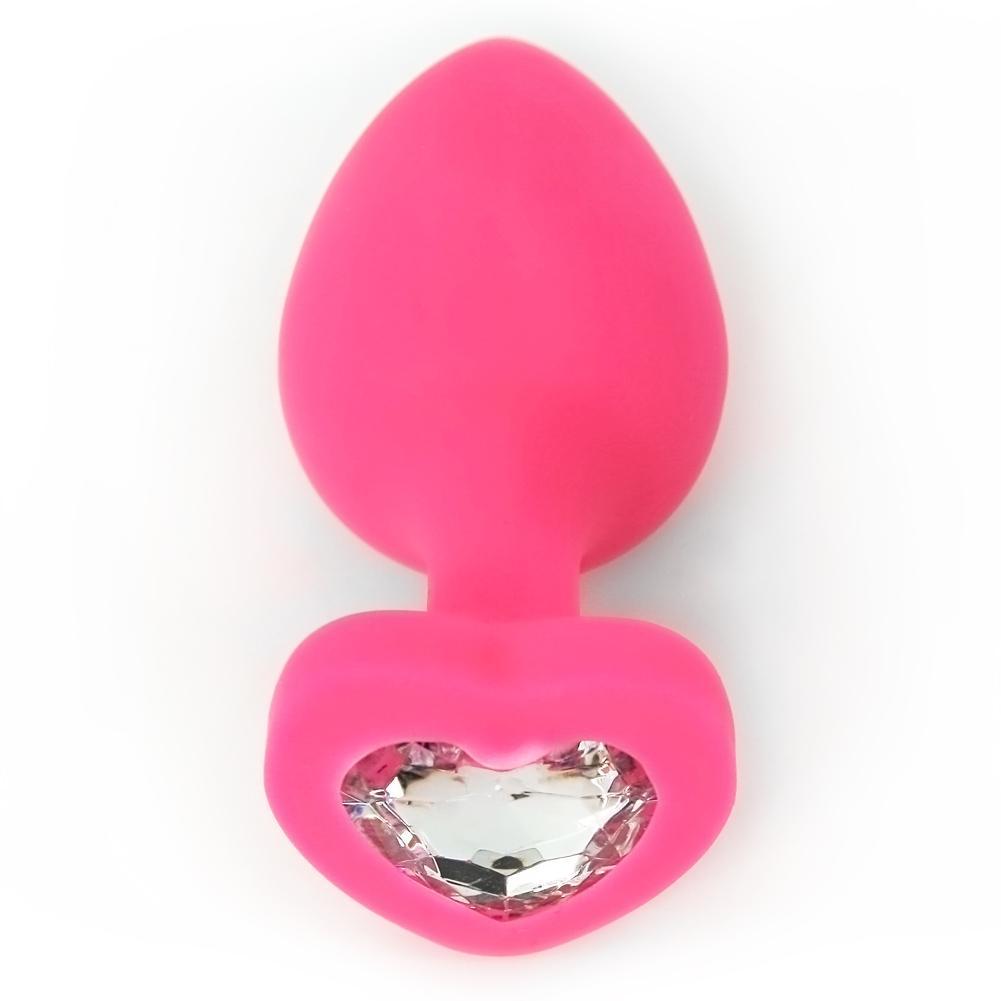 Silicone Heart Jeweled Anal Plug - 3 Sizes Available!-BestGSpot