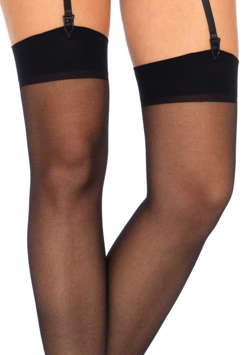 Black Sheer Thigh High Stockings - One Size and Queen Available-BestGSpot