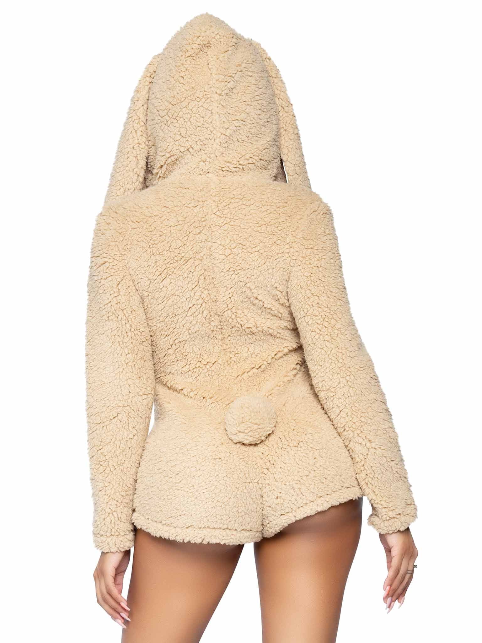 Leg Avenue Cuddle Bunny Ultra Soft Zip Up Teddy Romper - Three Sizes Available!-BestGSpot