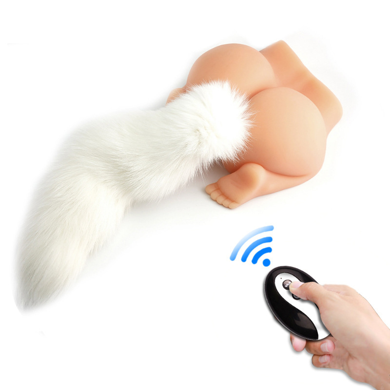 White Fox Tail Vibrating Anal Plug with Remote
