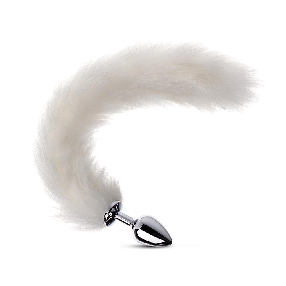 Long Fox Tail Butt Plug - White Fur-BestGSpot