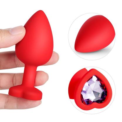 Light Purple Gem Red Silicone Butt Plug Set: Explore Pleasure in Elegant Tones-BestGSpot