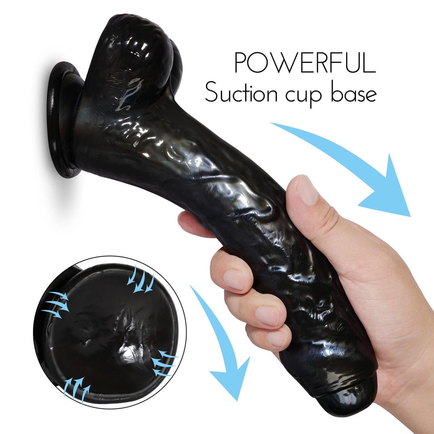 Ezra Black Dildo with Suction Cup - 7-Inch Pleasure Master-BestGSpot