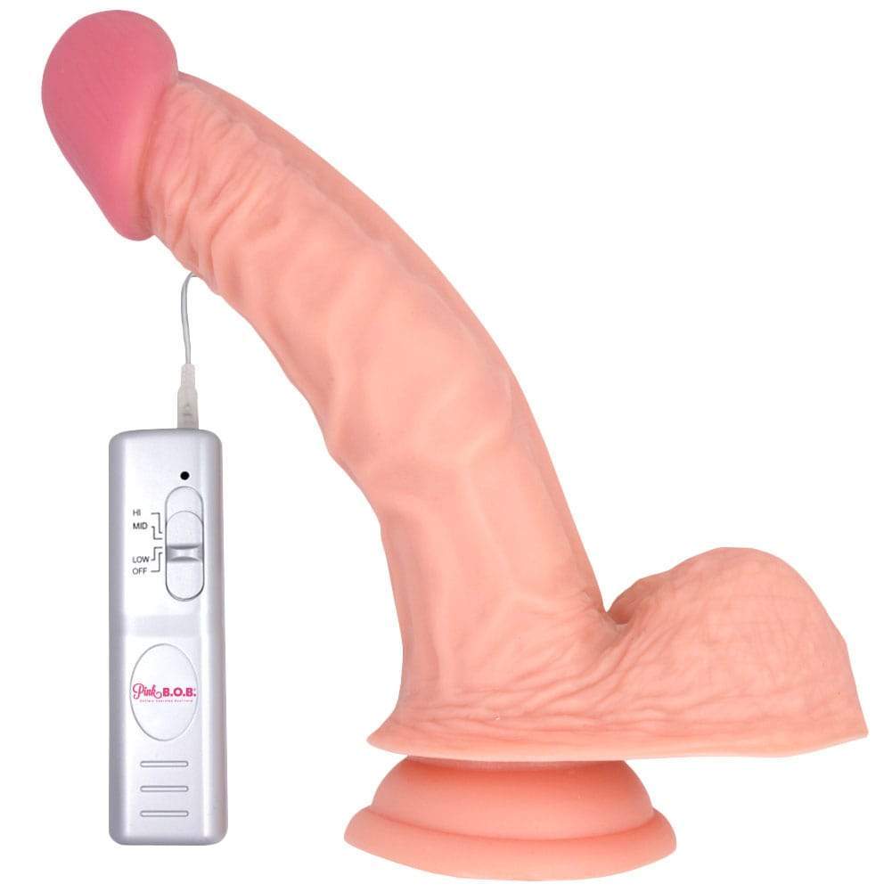 Pink B.O.B. 8 Inch Curved Vibrating Dildo-BestGSpot
