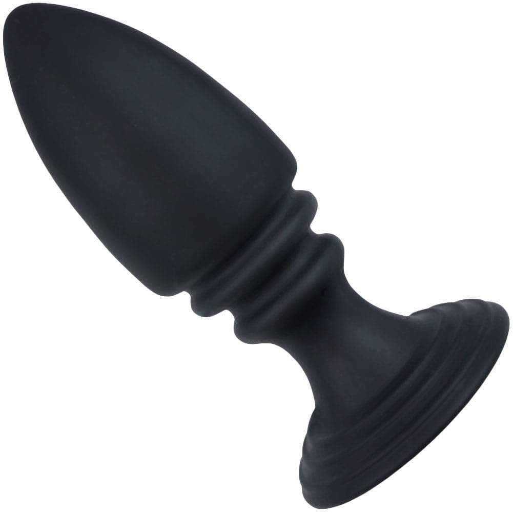 Rippled Silicone Anal Plug With Flat Suction Base-BestGSpot
