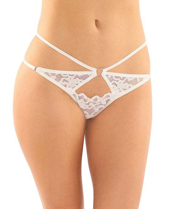 Fantasy Lingerie Jasmine Strappy Lace Thong With Front Keyhole Cut-out-BestGSpot
