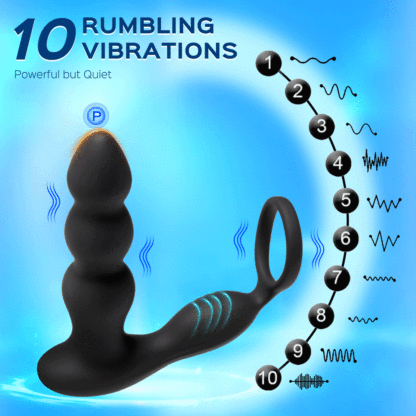 Ringer - 3 Anal Beads Prostate Massager Butt Plug with Cock Ring & Remote Control-BestGSpot