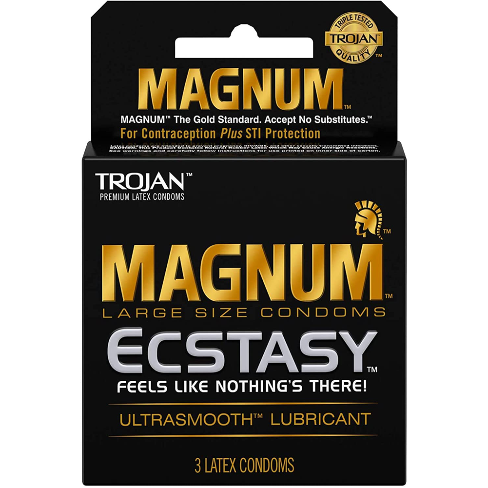Trojan Magnum Ecstasy Large Size Lubricated Condoms - 3 Pack-BestGSpot