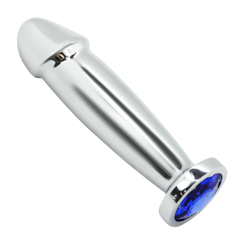 Penis Shape Metal Anal Plug Dildo With Jewel-BestGSpot