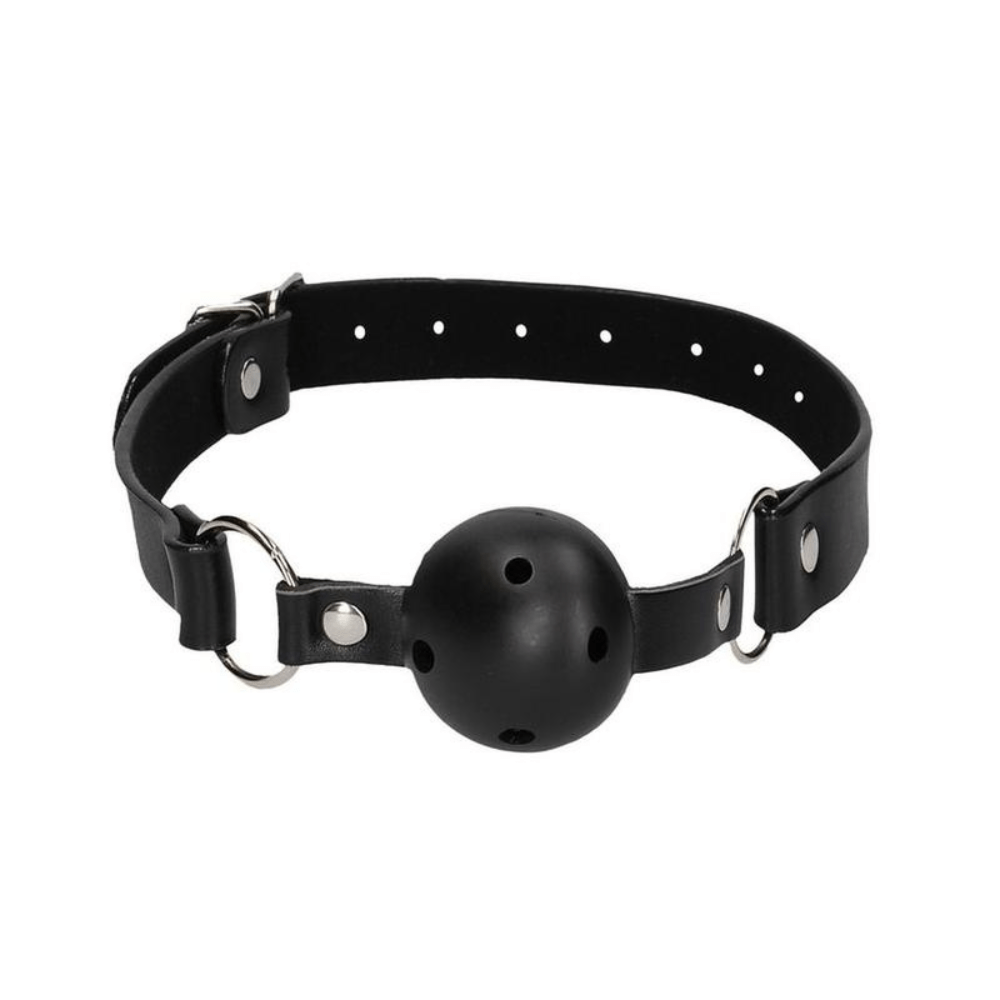 Ouch! Breathable Ball Gag with Bonded Leather Straps-BestGSpot