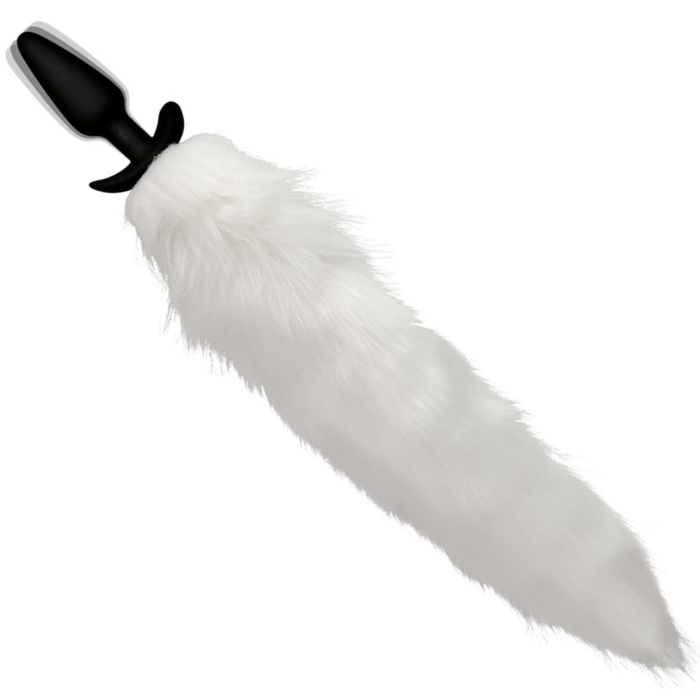 White Fox Tail Vibrating Anal Plug with Remote-BestGSpot