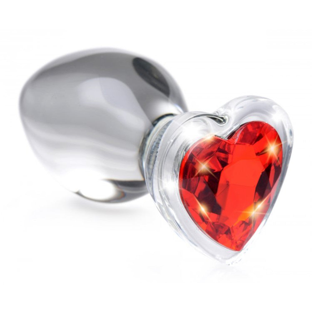 Booty Sparks Red Heart Gem Glass Anal Plug-BestGSpot