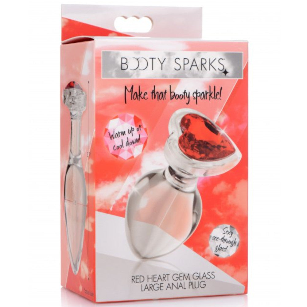 Booty Sparks Red Heart Gem Glass Anal Plug-BestGSpot