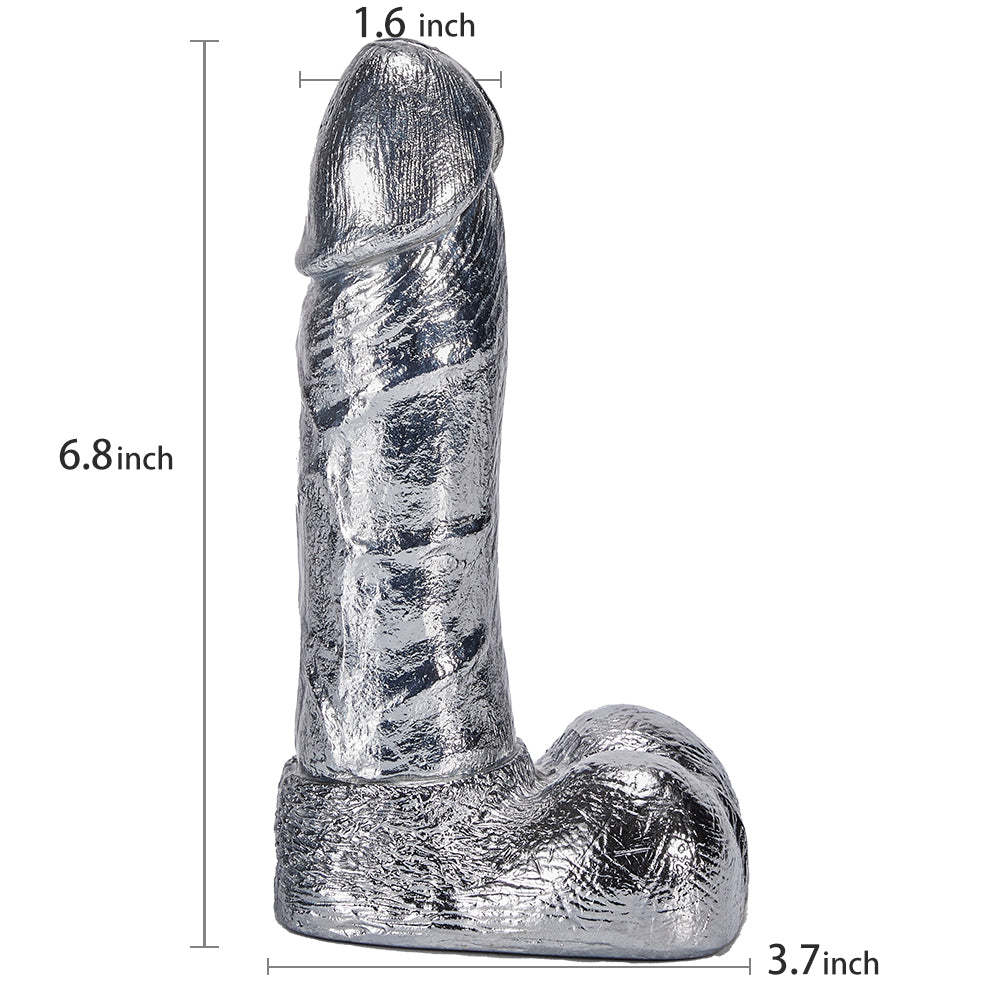 Alloy Silver Pussy Anus Stimulation Dildo-BestGSpot