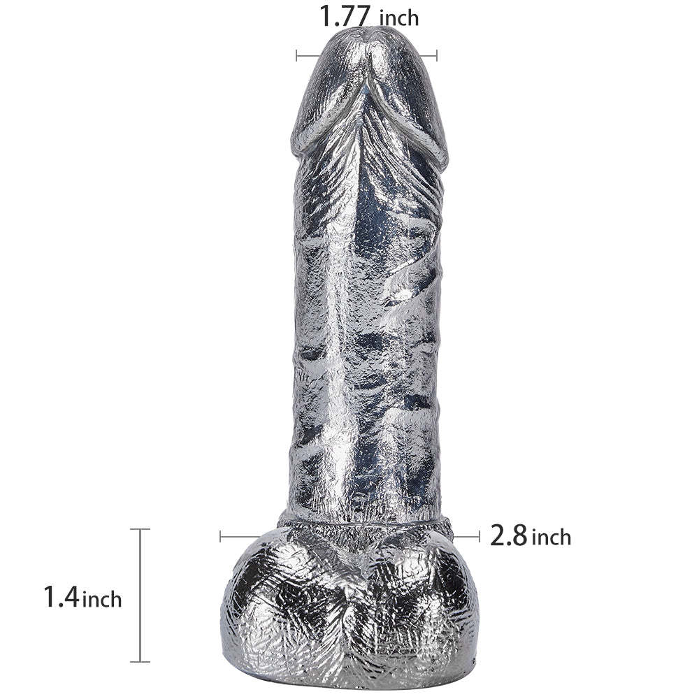 Alloy Silver Pussy Anus Stimulation Dildo-BestGSpot