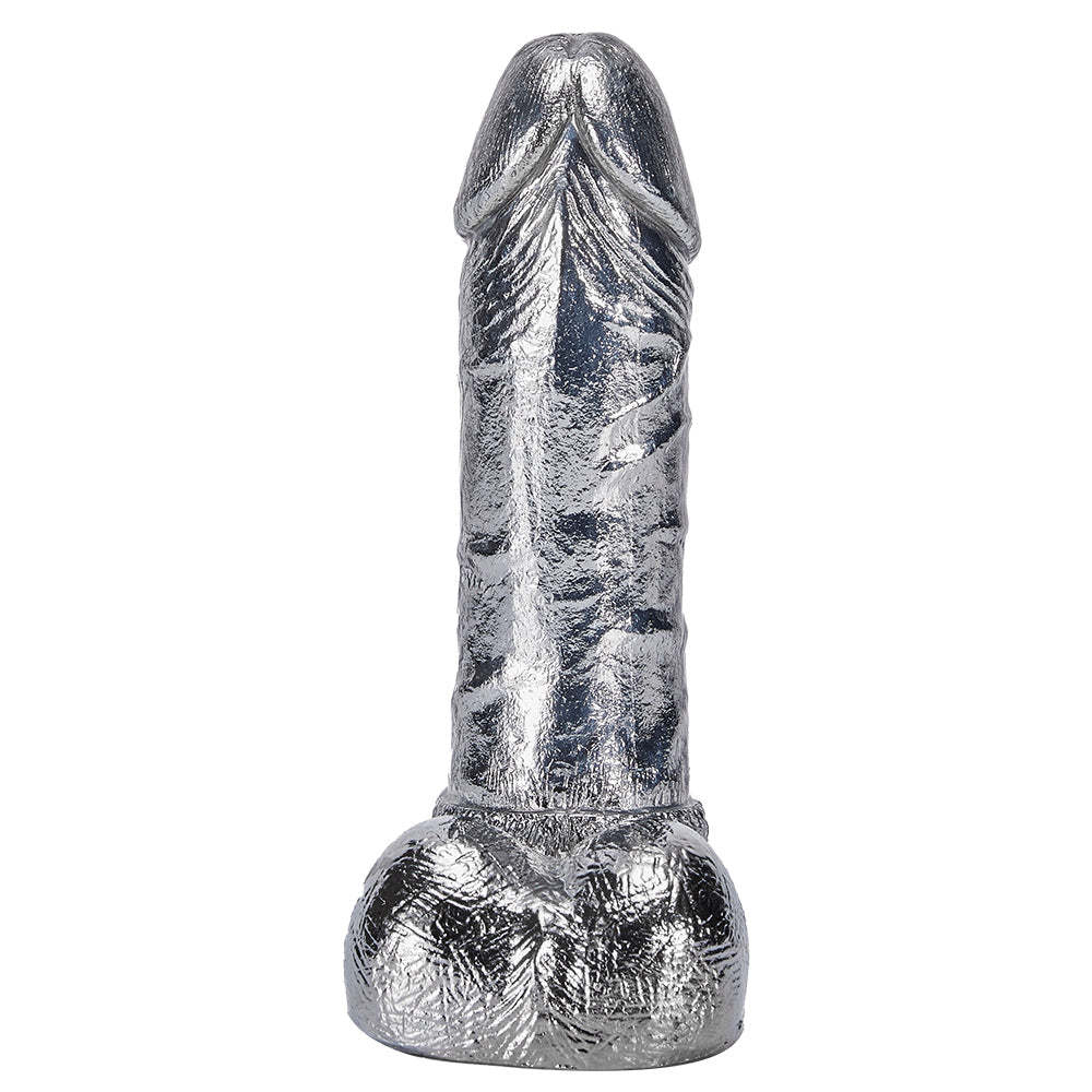 Alloy Silver Pussy Anus Stimulation Dildo-BestGSpot