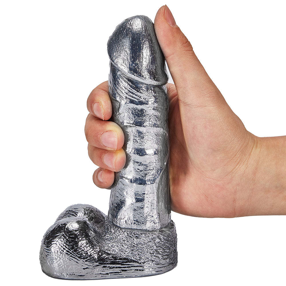Alloy Silver Pussy Anus Stimulation Dildo-BestGSpot
