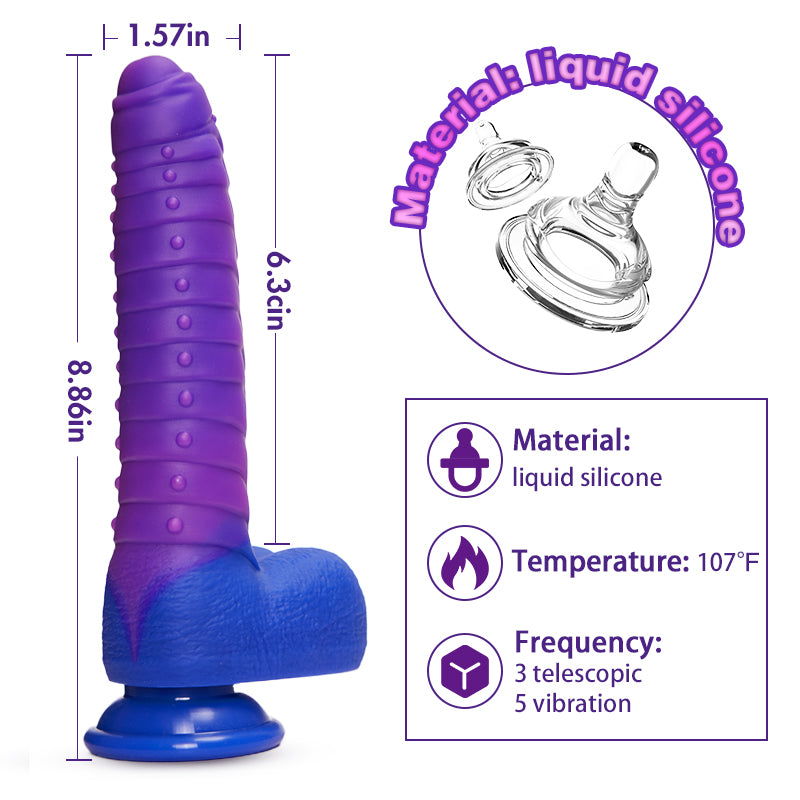 Absalom Caterpillar 9-inch Color Changing Intelligent Heating 3 Thrusting 5 Vibrating Dildo-BestGSpot