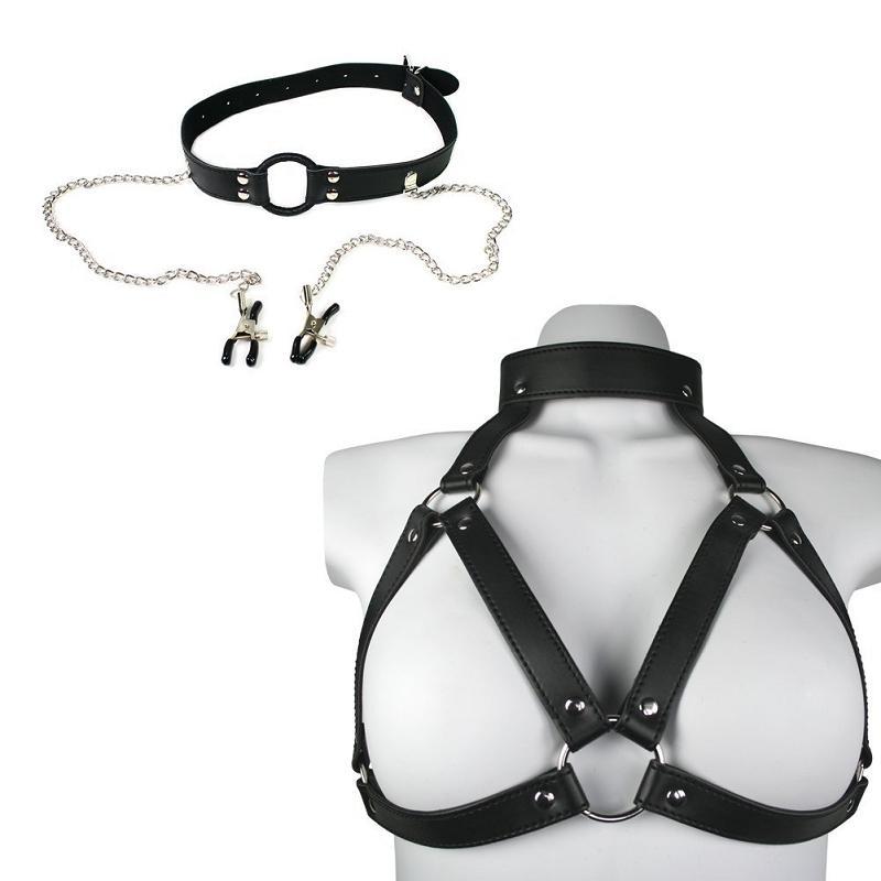 Harness with Gag & Nipple Clamps Set-BestGSpot