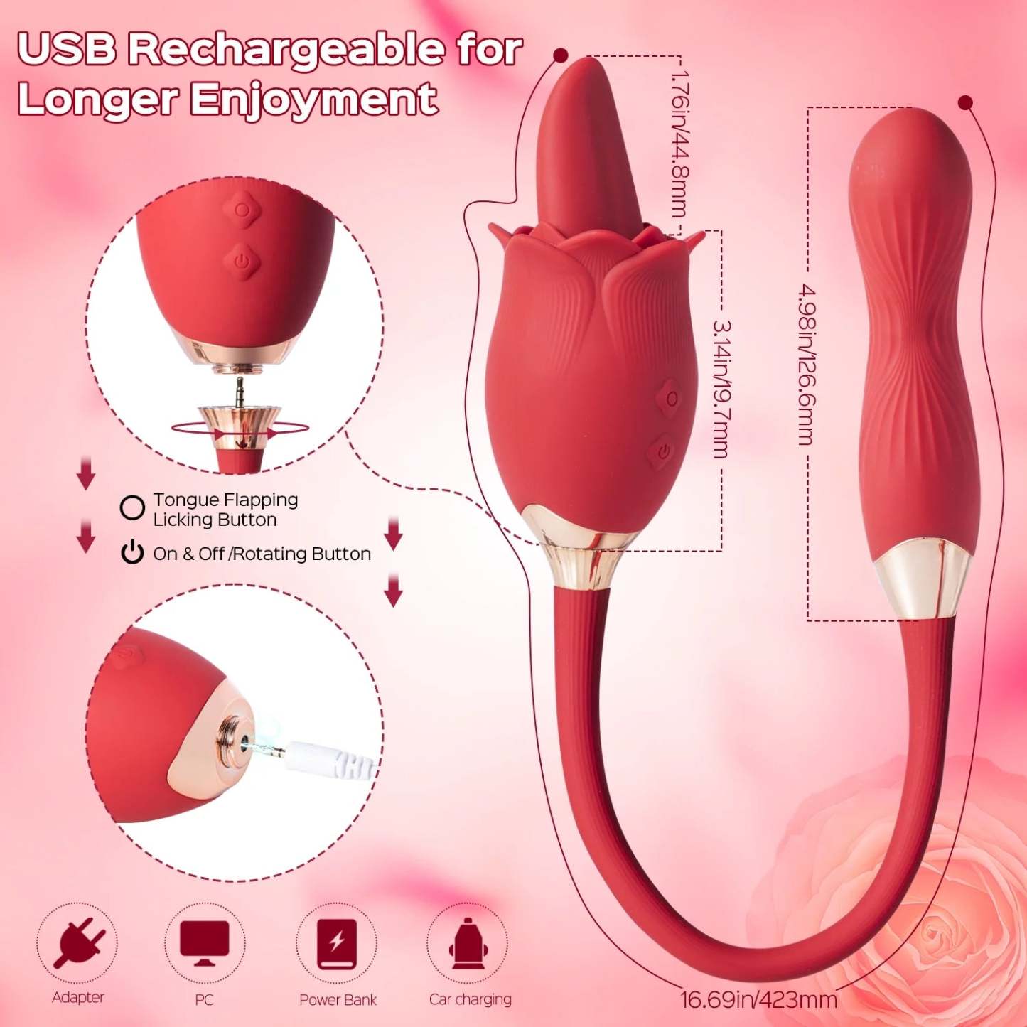 Evelyn Rose Vibrator - Powerful Rechargeable Silicone Wand Massager for Women-BestGSpot