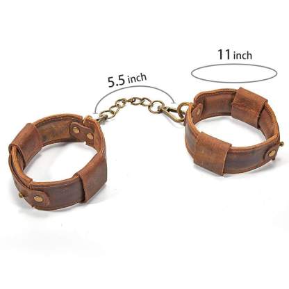Brown Leather Adjustable Ankle Cuffs SM Toy-BestGSpot