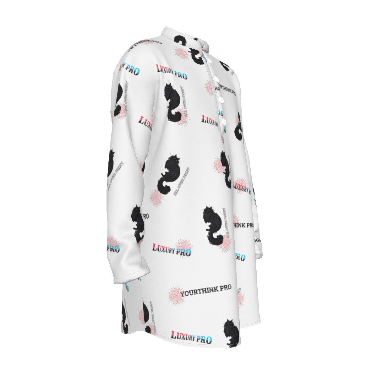 Men's Stand-up Collar Long Shirt