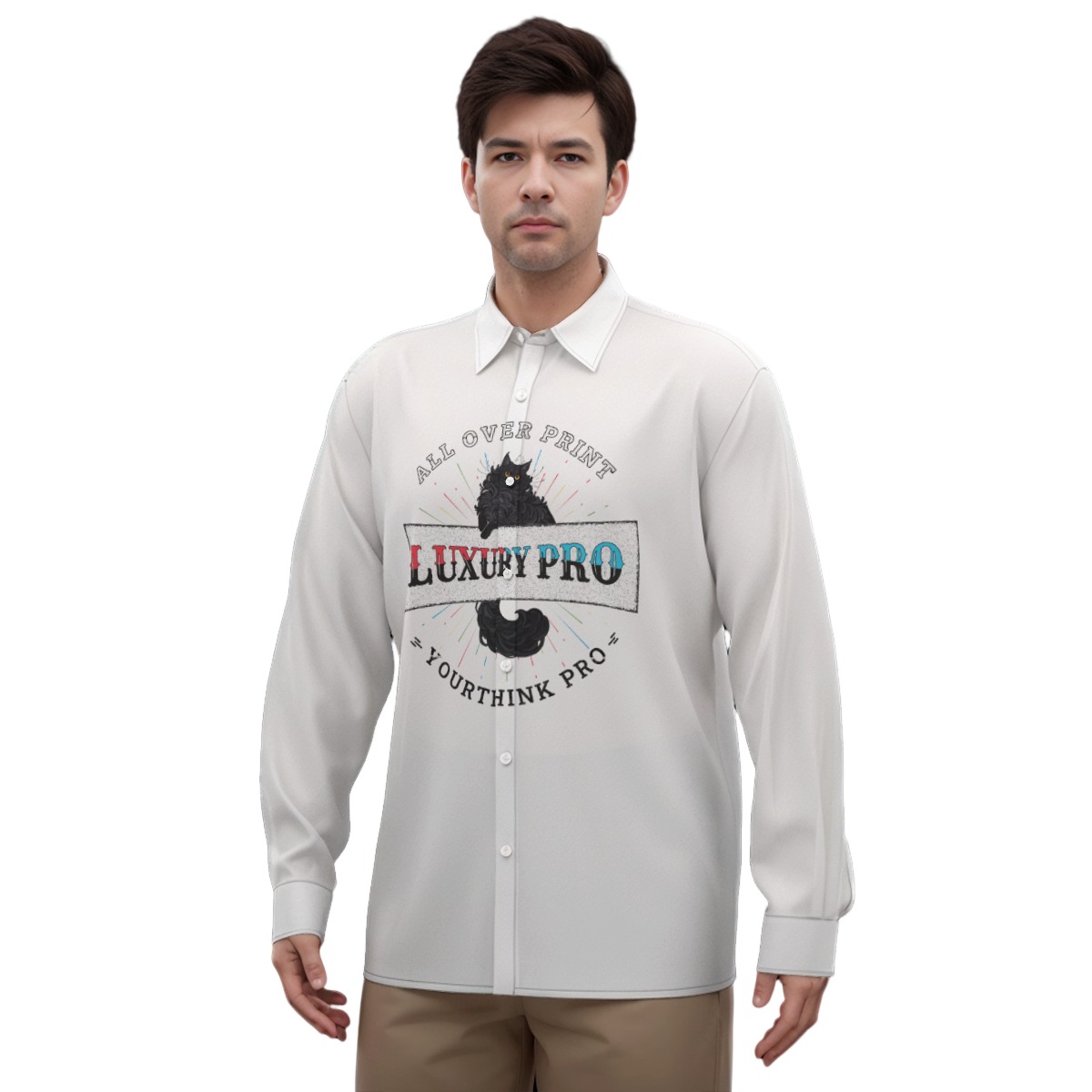 Men's Imitation Silk Long-Sleeved Shirt