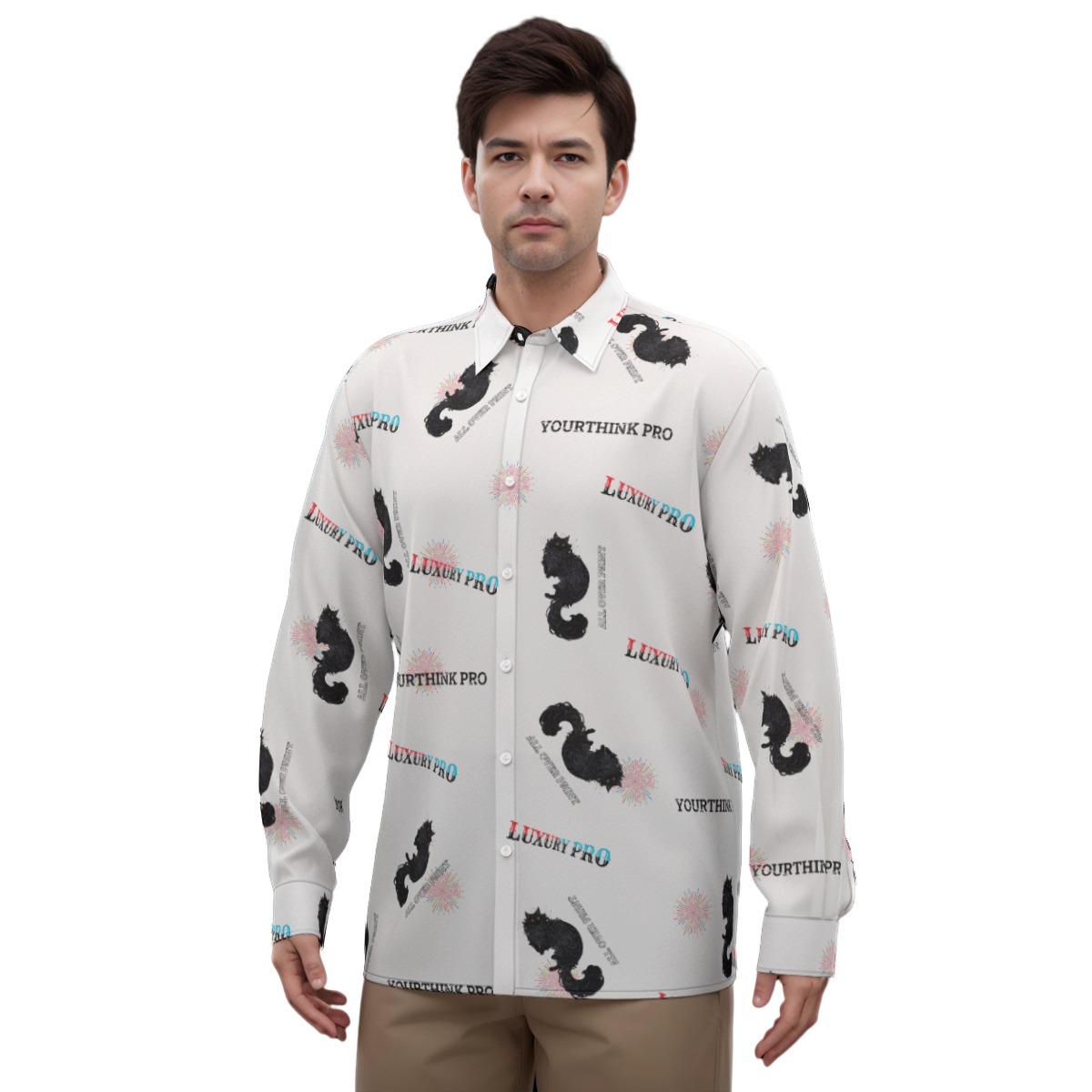 Men's Imitation Silk Long-Sleeved Shirt