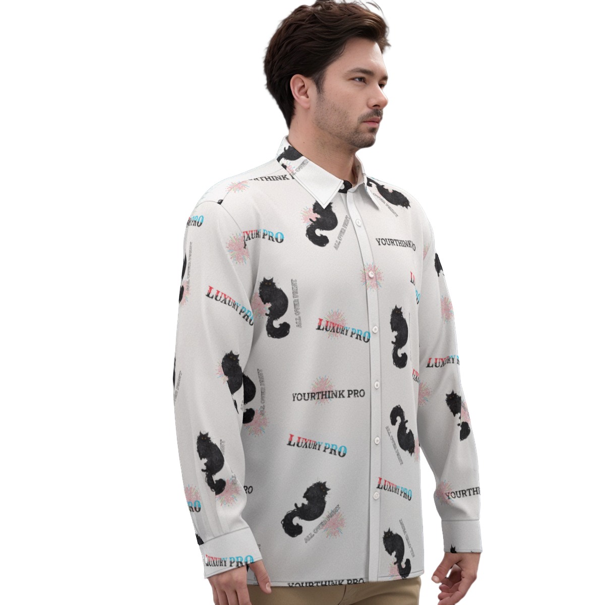 Men's Imitation Silk Long-Sleeved Shirt