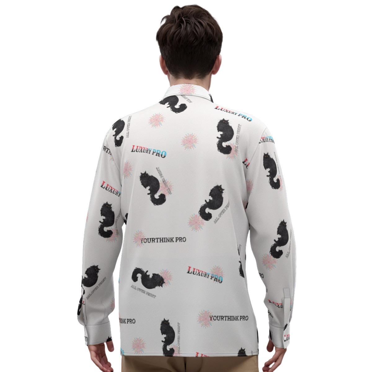 Men's Imitation Silk Long-Sleeved Shirt