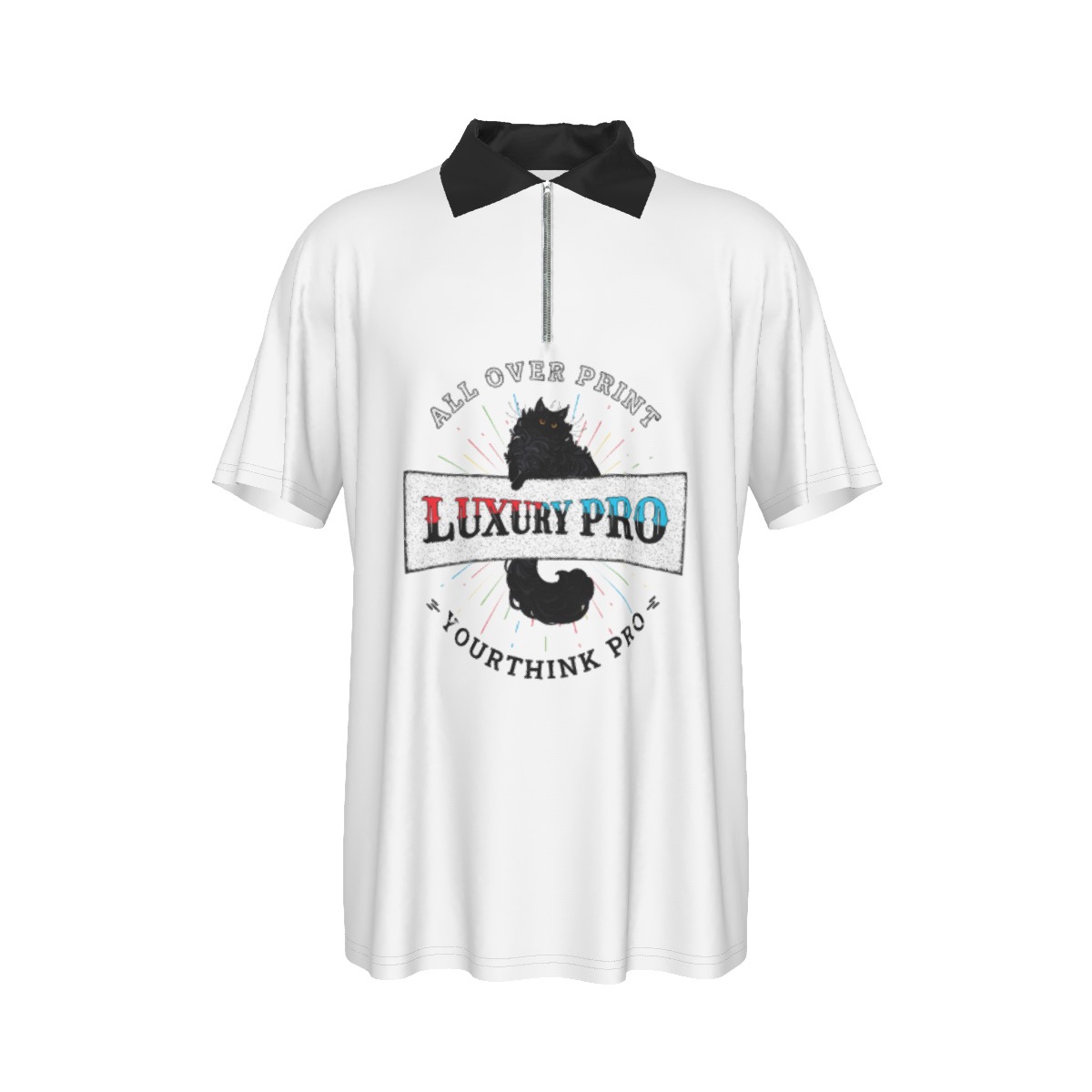 Men's Lapel Zip Short Sleeve POLO