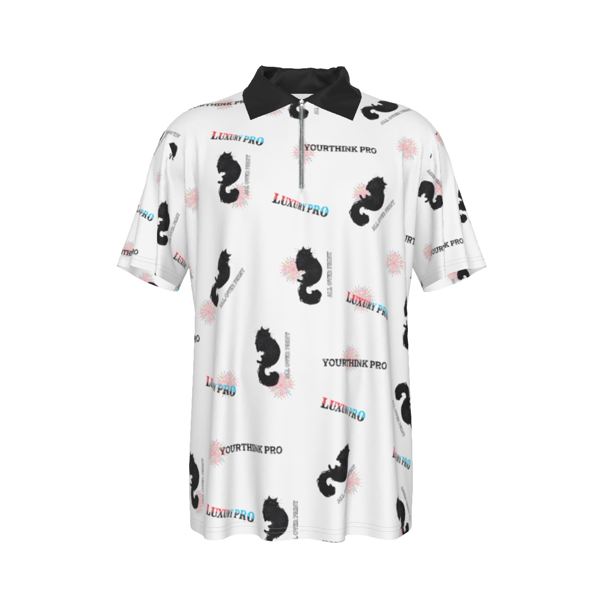 Men's Lapel Zip Short Sleeve POLO