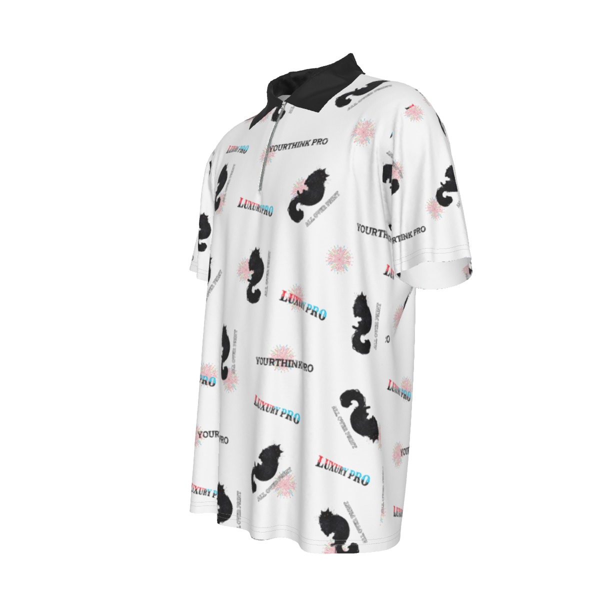 Men's Lapel Zip Short Sleeve POLO